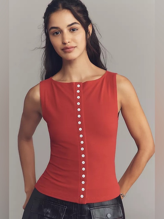 Reformation Tops - new Reformation Julie button down knit tank in lipstick red
